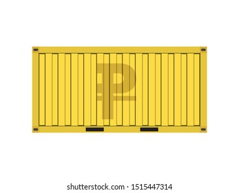 Container with rouble sign,business trade concept,vector illustration