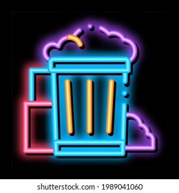 Container With Rubbish Trash neon light sign vector. Glowing bright icon transparent symbol illustration