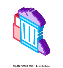 Container mit Müll Müll Vektorisometrie Zeichen. farbige einzelne Symbolillustration