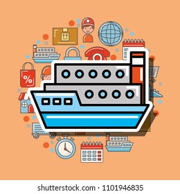 container ship cargo logistic and delivery