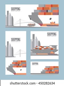 Container ship. Cargo and shipping worldwide industry design template. Vector illustration