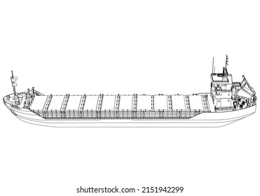 Buque de contenedores, buque de carga. Barco de carga mundial. Elementos de diseño para logotipo, etiqueta, emblema, signo, marca. Ilustración vectorial.