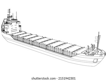 Container ship, cargo ship. World cargo ship. Design elements for logo, label, emblem, sign, brand mark. Vector illustration.