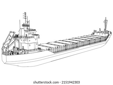 Container ship, cargo ship. World cargo ship. Design elements for logo, label, emblem, sign, brand mark. Vector illustration.