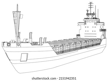 Buque de contenedores, buque de carga. Barco de carga mundial. Elementos de diseño para logotipo, etiqueta, emblema, signo, marca. Ilustración vectorial.