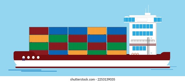 Container ship with colored containers