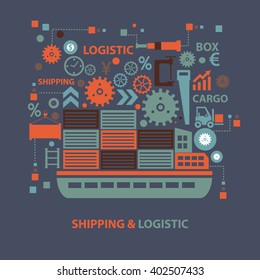 Container ship concept design on clean background,vector