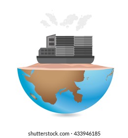 Container ship concept design on white background,vector