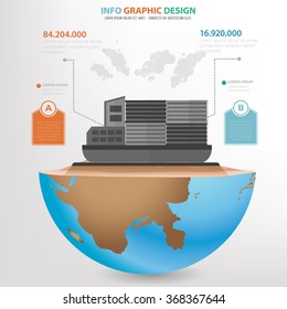 Container ship concept design,info graphic,clean vector