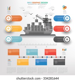 Container Ship Concept Info Graphic Design: Vector De Stock (libre De ...