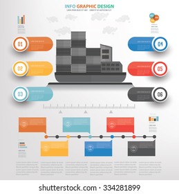 Container ship concept info graphic design on white background,vector
