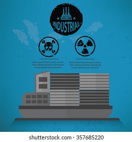 
Container ship design on blue background, vector
