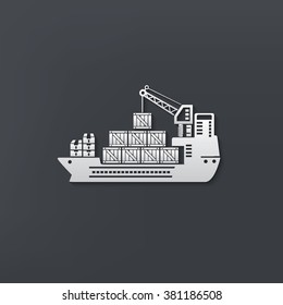 Container ship design on clean background,vector