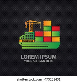 Container ship design on dark background,vector