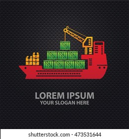 Container ship design on dark background,vector