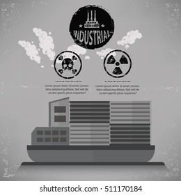 Container ship design on old background,vector