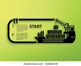 Container ship Design and text box,vector