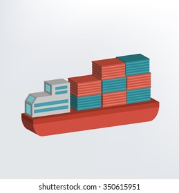 Container ship design,three dimension,vector