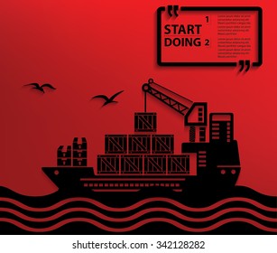 Container ship design,Your text on clean background,vector