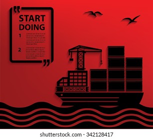 Container ship design,Your text on clean background,vector