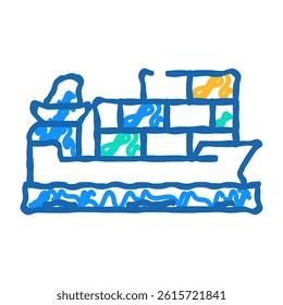 container ship doodle icon sketch vector. container ship sign. isolated symbol illustration