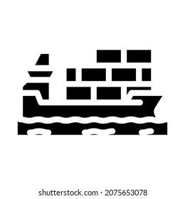 container ship glyph icon vector. container ship sign. isolated contour symbol black illustration