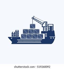 Container ship icon design,clean vector