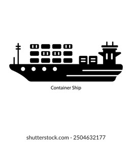 Container ship icon designed in solid style 