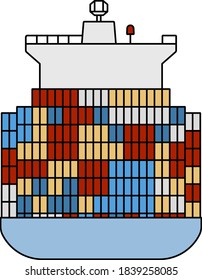 Container Ship Icon. Editable Outline With Color Fill Design. Vector Illustration.