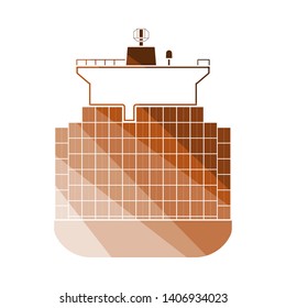 Container Ship Icon. Flat Color Ladder Design. Vector Illustration.