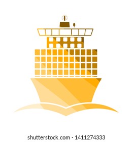 Container Ship Icon Front View. Flat Color Ladder Design. Vector Illustration.