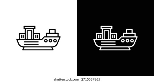 Icono de la nave del envase en diseño de línea. Iconos de trazo editables.