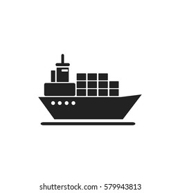 Container ship icon. Logistics and transportation vector illustration 
