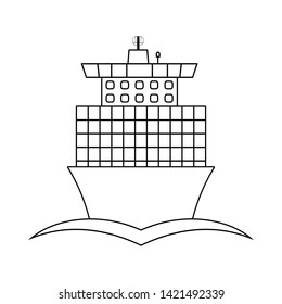 Container Ship Icon. Outline Simple Design. Vector Illustration.