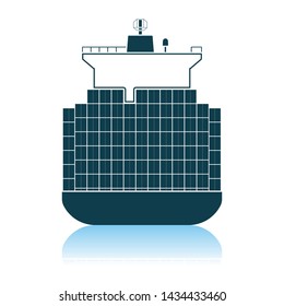 Container Ship Icon. Shadow Reflection Design. Vector Illustration.