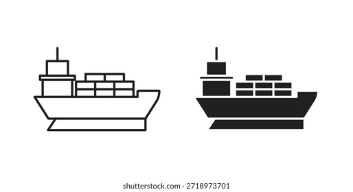 Icono de barco contenedor. Símbolo, ilustración del logotipo. conjunto de iconos gráficos