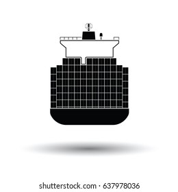 Container ship icon. White background with shadow design. Vector illustration.
