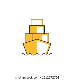 container ship icon yellow theme design