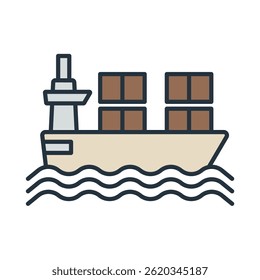 container ship icons isolated on White Background. Flat style design