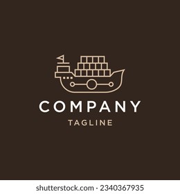 Container ship logo design template flat vector