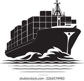Estilo de diseño monocromo del logotipo del buque contenedor