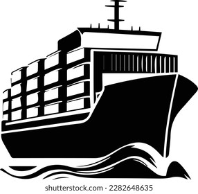 Estilo de diseño monocromo del logotipo del buque contenedor