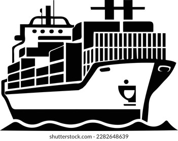 Container Ship Logo Monochrome Design Style