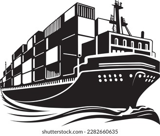 Container Ship Logo Monochrome Design Style