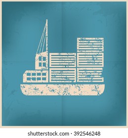 Container ship on old background,grunge vector