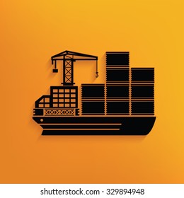 Container ship on yellow background,clean vector