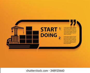 Container ship Quotation Mark Speech Bubble,design