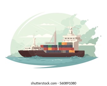 Container ship in sea