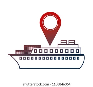 container ship shipping pointer map location