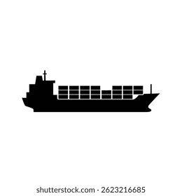 Container Ship Silhouette Vector Illustration For Global Trade And Maritime Transport
